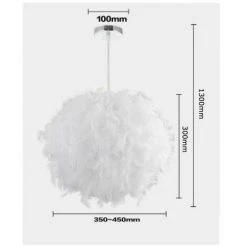 Meilleure vente ❤️ AXHUP Lustre Suspension En Plumes 30 Cm E27 40W Blanc Pour Chambre De Enfant Salons 🔥 -Suspension Soldes 10355920 3