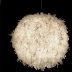Meilleure vente ❤️ AXHUP Lustre Suspension En Plumes 30 Cm E27 40W Blanc Pour Chambre De Enfant Salons 🔥 -Suspension Soldes 10355920 4