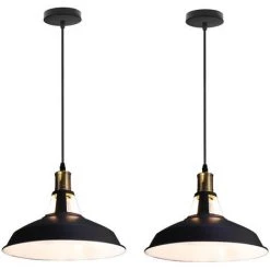 Le moins cher 🤩 AXHUP 2PCS Rétro Vintage Industrielle Lustre Suspension E27 Luminaire Adjustable Pour Salon Chambre Noir Et Blanc ✨