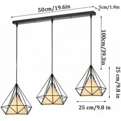 Top 10 ⌛ AXHUP Suspension Cage Forme Diamant Contemporain De 3 Luminaire Lustre Abat-jour En Fer Corde Ajustable Pour Salle à Manger,Bar,Chambre?E27 25cm Noir ❤️ -Suspension Soldes 10357047 5