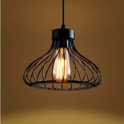 Bon marché 🎉 STOEX Rétro Metal Suspension Noir Cage Industriel Vintage Suspensions Luminaire Métal Retro Antique Suspensions Luminaire Cage Edison Culot E27 Plafonnier Luminaire ❤️ -Suspension Soldes 10641100 3