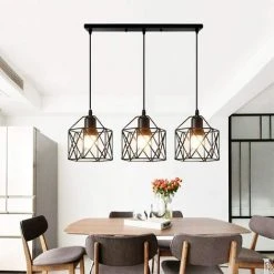 Acheter 😍 STOEX Suspension Industrielle Vintage Lampe Lustre Abat-Jour Ajustable DIY Luminaire Salle à Manger Bar Noir ⭐