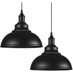Meilleure affaire 🔥 STOEX Lot De 2 Lustre Suspension Industrielle Vintage E27 290mm , Plafonniers Retro Abat-jour Pour Cuisine Salle à Manger Salon Restaurant, Noir 🎁