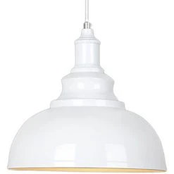 Budget 🎁 STOEX Lustre Suspension Industrielle Vintage E27 290mm Lampe Plafonniers Retro Abat-jour Pour Cuisine Salle à Manger Salon Chambre Restaurant Blanc 😀