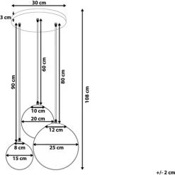 Vente flash 🎁 BELIANI Lampe Suspension 3 Ampoules Transparente / Dorée - Transparent ✨ -Suspension Soldes 11186416 3