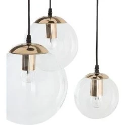 Vente flash 🎁 BELIANI Lampe Suspension 3 Ampoules Transparente / Dorée - Transparent ✨ -Suspension Soldes 11186416 4