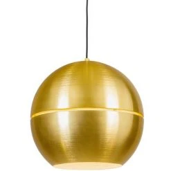 Remise ⌛ QAZQA Slice - Suspension Rétro - 1 Lumière - Ø 400 Mm - Doré/Laiton - Art Deco,Design,Moderne,Rétro - Éclairage Intérieur - Salon I Chambre I Cuisine I Salle à Manger - Doré/Laiton ❤️