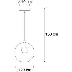 Offres 👍 QAZQA Pallon - Suspension Moderne - 1 Lumière - Ø 200 Mm - Transparent - Moderne - Éclairage Intérieur - Salon I Chambre I Cuisine I Salle à Manger - Transparent 🥰 -Suspension Soldes 11227788 4
