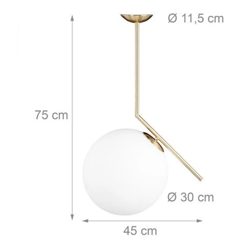 Coupon 🎁 Relaxdays Lampe à Suspension Abat-jour Rond Globe Laiton Métal Luminaire GLOBI Design Retro HxlxP: 75 X 45 X 30 Cm, Matt 🛒 5 Coupon 🎁 Relaxdays Lampe à Suspension Abat-jour Rond Globe Laiton Métal Luminaire GLOBI Design Retro HxlxP: 75 X 45 X 30 Cm, Matt 🛒 – Image 5