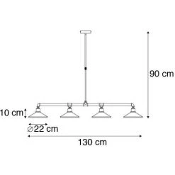 Tout neuf 🌟 QAZQA Laser Hl - Suspension Réglable Rustique - 4 Lumière - L 1300 Mm - Noir - Industriel,Classique/Antique,Rustique - Éclairage Intérieur - Salon - Noir 🧨 -Suspension Soldes 11486379 4