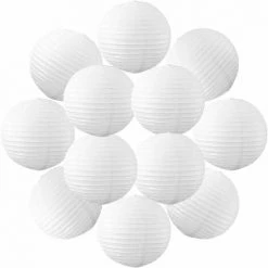 Meilleur prix ⌛ SKYLANTERN 12x Lanterne Papier 30 Cm Blanc - Suspension Boule Papier 30 Cm (12'') Type Lanterne Japonaise Pour Decoration Mariage - 12 Pièces - Le Must De La Gamme De Lampions Papier - Notice En Français. - Blanc ✨