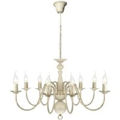 Vente flash 🥰 Lustre 8 X E14 Ampoules Métal Blanc Antique VidaXL 🧨