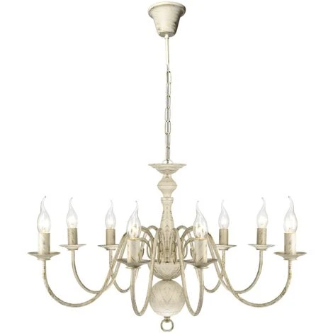 Vente flash 🥰 Lustre 8 X E14 Ampoules Métal Blanc Antique VidaXL 🧨 1 Vente flash 🥰 Lustre 8 X E14 Ampoules Métal Blanc Antique VidaXL 🧨