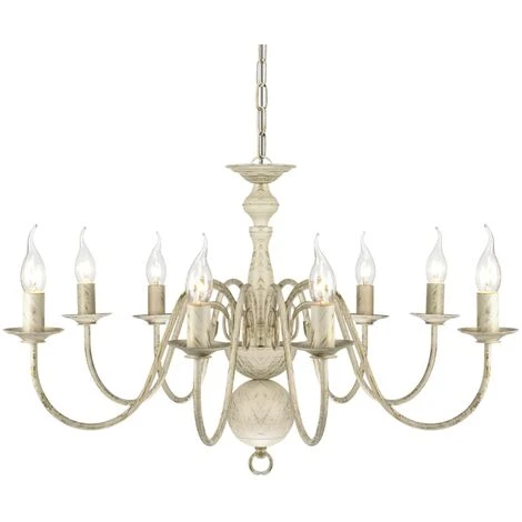 Vente flash 🥰 Lustre 8 X E14 Ampoules Métal Blanc Antique VidaXL 🧨 3 Vente flash 🥰 Lustre 8 X E14 Ampoules Métal Blanc Antique VidaXL 🧨 – Image 3