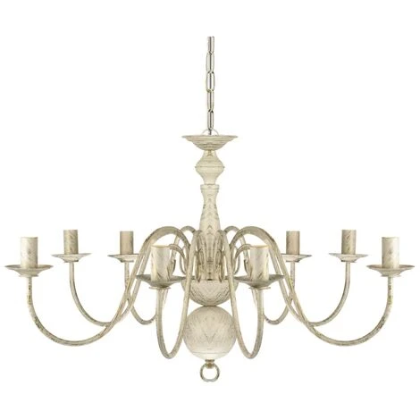 Vente flash 🥰 Lustre 8 X E14 Ampoules Métal Blanc Antique VidaXL 🧨 4 Vente flash 🥰 Lustre 8 X E14 Ampoules Métal Blanc Antique VidaXL 🧨 – Image 4