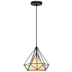 Acheter 🔥 STOEX Rétro Suspension Luminaire Industrielle Metal Design Diamant Noir, Lustre Abat Jour 20cm Métal Lampe Suspendu E27 Cuisine Chambre Restaurant - 1 Lampe 😍