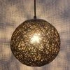 Meilleure affaire 💯 STOEX Noir Rétro Suspension Luminaire En Rotin Globe Rond 15cm , Lustre Abat-jour DIY Lampe Plafond E27 Pour Salon Restaurant Centre Commercial Bar ⌛