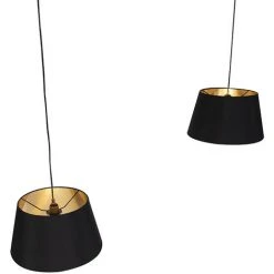 Acheter 🎁 QAZQA Lofty - Suspension Avec Abat-jour Moderne - 2 Lumière - L 1900 Mm - Noir - Moderne - Éclairage Intérieur - Salon I Chambre I Cuisine I Salle à Manger - Noir ❤️ -Suspension Soldes 12939159 3