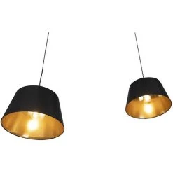 Acheter 🎁 QAZQA Lofty - Suspension Avec Abat-jour Moderne - 2 Lumière - L 1900 Mm - Noir - Moderne - Éclairage Intérieur - Salon I Chambre I Cuisine I Salle à Manger - Noir ❤️ -Suspension Soldes 12939159 4