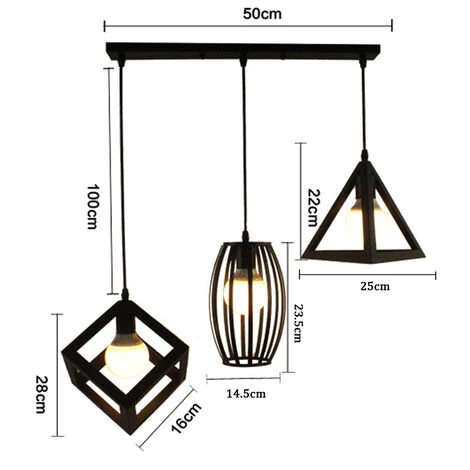Nouveau ⭐ AXHUP Retro Suspension Luminaire Industrielle 3 Tete Lustre Abat-jour Metal Noir Lampe De Plafond ⭐ 4 Nouveau ⭐ AXHUP Retro Suspension Luminaire Industrielle 3 Tete Lustre Abat-jour Metal Noir Lampe De Plafond ⭐ – Image 4