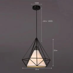 Nouveau 🤩 AXHUP LUSTRE - SUSPENSION Cage Diamant Lampe Suspendue Luminaire Pour Chambre Couloir Salon Noir 🔥 -Suspension Soldes 12955913 4