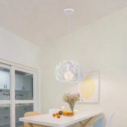 Remise 🛒 STOEX Lustre Suspension Industrielle De Fer Cercle Géométrique Style Nordique Blanc Luminaire E27 Rétro Lampe Pour Restaurant Bar Cafe 😍 -Suspension Soldes 13056594 3