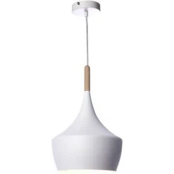 Offres 🧨 MILIBOO Suspension Métal Blanc Et Bois D24cm JAVA - Blanc 🔔
