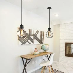 Bon marché 👏 STOEX E27 Vintage Lustre Métal Suspension Industrielle, Lampe De Plafond Abat-Jour Luminaire Décoration D'éclairage Pour Cuisine Hôtel Salon Chambre Escalier Couloir,Noir 💯 -Suspension Soldes 13222483 4