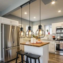 Acheter 🤩 STOEX Retro Lustre Suspension Industrielle En Métal De 3 Luminaire Cage Vintage , E27 Lampe De Plafond Abat-Jour Pour Restaurant Bar Café Noir 🛒 -Suspension Soldes 13222486 3