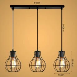 Acheter 🤩 STOEX Retro Lustre Suspension Industrielle En Métal De 3 Luminaire Cage Vintage , E27 Lampe De Plafond Abat-Jour Pour Restaurant Bar Café Noir 🛒 -Suspension Soldes 13222486 4