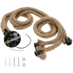 Le moins cher 💯 Tomshine 0,5 / 1 / 2M Porteurs AC 220-240 Triple E27 3 Tetes Corde De Chanvre Pendant Light ⭐ -Suspension Soldes 13237875 3