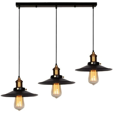 Budget ❤️ AXHUP LUSTRE - SUSPENSION 3 Lumieres Retro Lampe Suspendue Industrielle E27 22cm Noir ✔️ 2 Budget ❤️ AXHUP LUSTRE - SUSPENSION 3 Lumieres Retro Lampe Suspendue Industrielle E27 22cm Noir ✔️ – Image 2