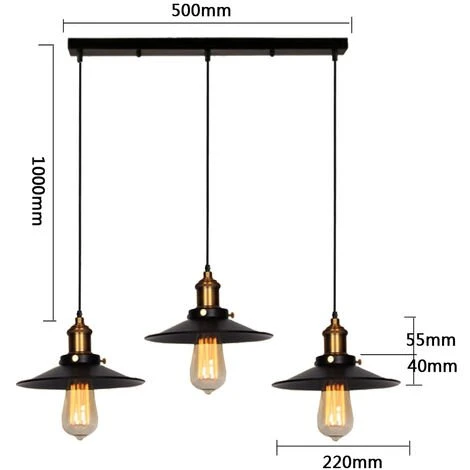 Budget ❤️ AXHUP LUSTRE - SUSPENSION 3 Lumieres Retro Lampe Suspendue Industrielle E27 22cm Noir ✔️ 3 Budget ❤️ AXHUP LUSTRE - SUSPENSION 3 Lumieres Retro Lampe Suspendue Industrielle E27 22cm Noir ✔️ – Image 3
