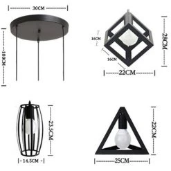 Tout neuf 🤩 AXHUP Suspension Luminaire Industrielle 3 Tete Retro Lustre Abat-jour Metal Noir ⭐ -Suspension Soldes 13263597 4