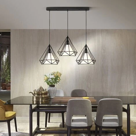 Vente flash 🌟 AXHUP Suspension Luminaire Industrielle 3 Tete Retro Lustre Abat-jour Metal Noir ✔️ 4 Vente flash 🌟 AXHUP Suspension Luminaire Industrielle 3 Tete Retro Lustre Abat-jour Metal Noir ✔️ – Image 4