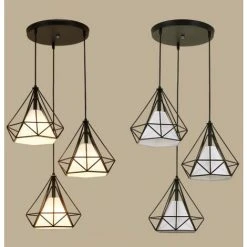 Nouveau ❤️ AXHUP Lustre Suspension 3 Tete En Metal E27 25cm Noir ⌛ -Suspension Soldes 13263687 3