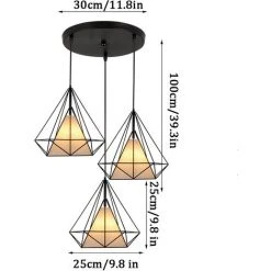 Nouveau ❤️ AXHUP Lustre Suspension 3 Tete En Metal E27 25cm Noir ⌛ -Suspension Soldes 13263687 4