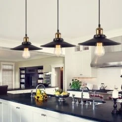 Promo 👍 AXHUP Suspension Industrielle Vintage Lustre Abat-jour Metal Luminaire Salle A Manger Restaurant Cafe ⌛