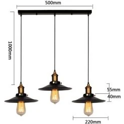 Promo 👍 AXHUP Suspension Industrielle Vintage Lustre Abat-jour Metal Luminaire Salle A Manger Restaurant Cafe ⌛ -Suspension Soldes 13280925 3