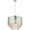 Tout neuf 🌟 Cristal Suspendu Lumière Textile Pendule Chambre éclairage Plafonnier Argent Globo 15188H3 ⭐