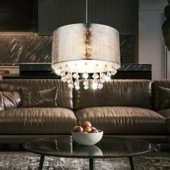 Tout neuf 🌟 Cristal Suspendu Lumière Textile Pendule Chambre éclairage Plafonnier Argent Globo 15188H3 ⭐ -Suspension Soldes 13537435 5