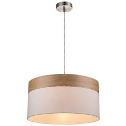 Grosses soldes 🛒 ETC-SHOP Plafonnier Suspension Textile Lampe Suspendue Blanc Bois éclairage Lampe De Salle à Manger Lampe De Salon ✔️