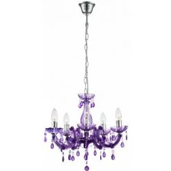 Remise ✔️ Lustre Design Plafonnier Suspension Violet Salon Pendule Lustres Cristal Luminaire Globo 63115-5 ✨