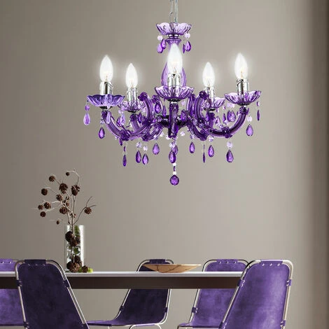 Remise ✔️ Lustre Design Plafonnier Suspension Violet Salon Pendule Lustres Cristal Luminaire Globo 63115-5 ✨ 4 Remise ✔️ Lustre Design Plafonnier Suspension Violet Salon Pendule Lustres Cristal Luminaire Globo 63115-5 ✨ – Image 4