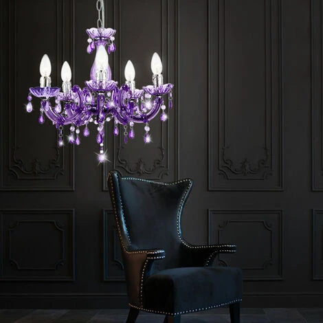 Remise ✔️ Lustre Design Plafonnier Suspension Violet Salon Pendule Lustres Cristal Luminaire Globo 63115-5 ✨ 5 Remise ✔️ Lustre Design Plafonnier Suspension Violet Salon Pendule Lustres Cristal Luminaire Globo 63115-5 ✨ – Image 5