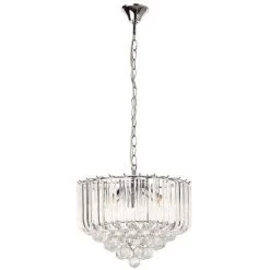 Bon marché 🎁 Cristal Suspendu Luminaire Chrome Pendule Lustre Plafonnier Salon éclairage Clair Globo 15303 👍