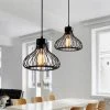Meilleur prix 😍 AXHUP 2x Lustre Suspension Industrielle E27 Ø23cm Luminaire Style Vintage Eclairage Noir 💯