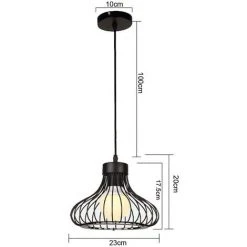 Meilleur prix 😍 AXHUP 2x Lustre Suspension Industrielle E27 Ø23cm Luminaire Style Vintage Eclairage Noir 💯 -Suspension Soldes 13575341 4