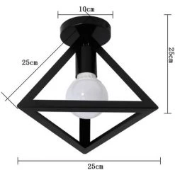 Nouveau 😍 AXHUP Plafonnier Industrielle Cage Triangle Cube En Métal Fer Rétro Lustre Suspension Luminaire E27 Noir 👏 -Suspension Soldes 13575543 4