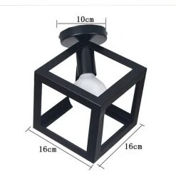 Meilleur prix ⭐ AXHUP 2x Plafonnier Industrielle Cage Cube Carré En Métal Fer Rétro Lustre Suspension Luminaire E27 Noir ✨ -Suspension Soldes 13575570 4